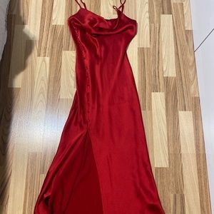 Red satin dress